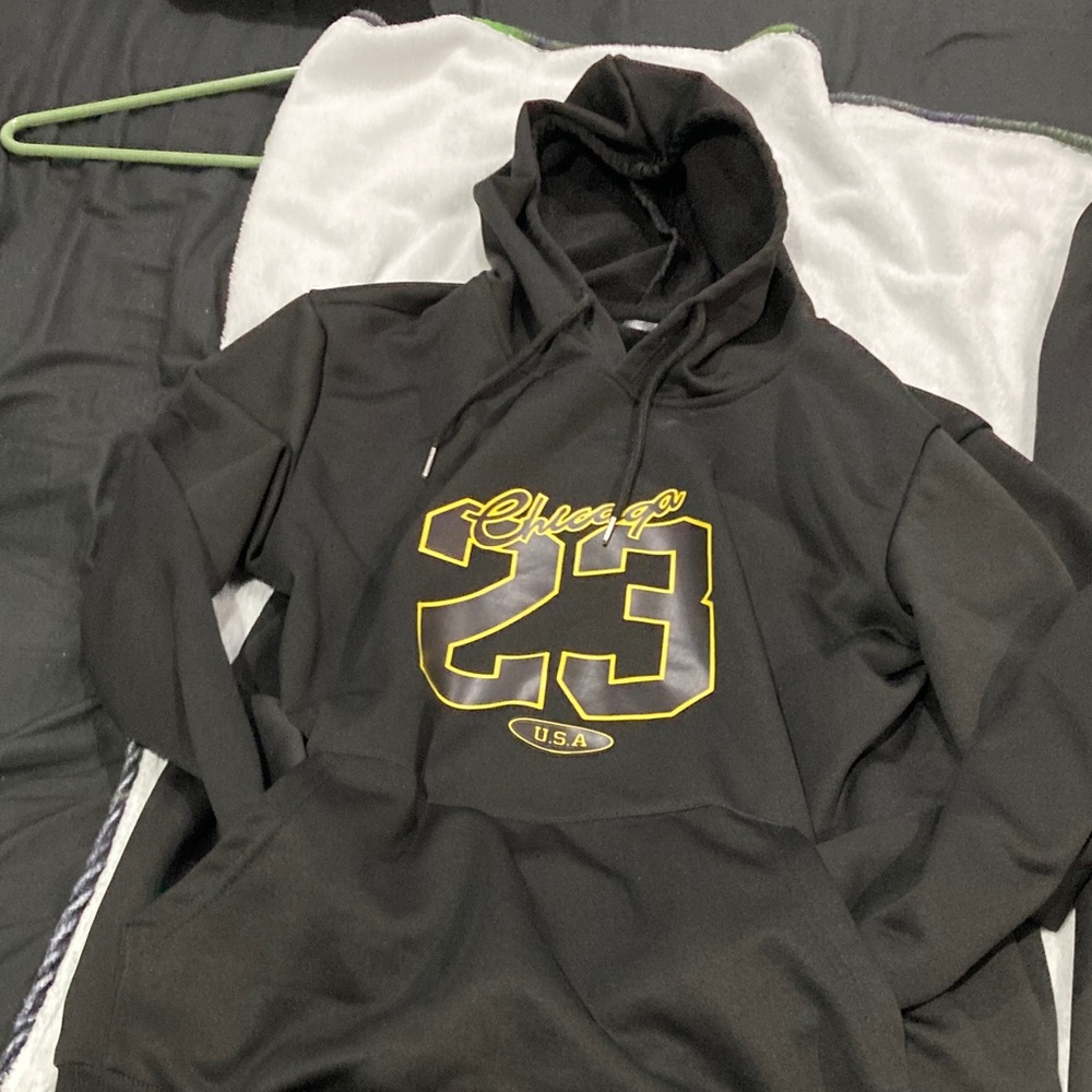 Chicago 23 Black Hoodie with Yellow Accents